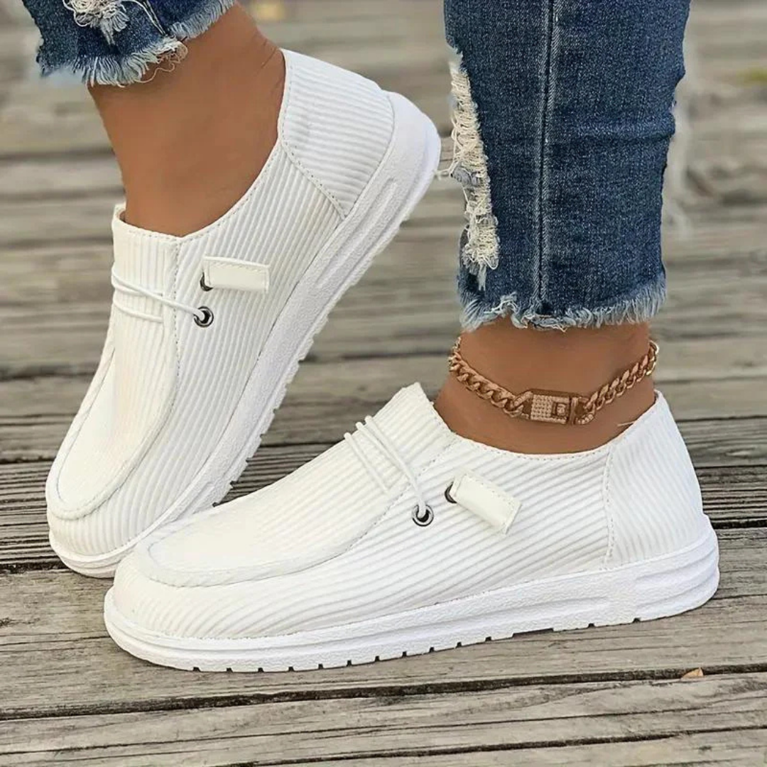 Margaret - Ribbed Slip-On Flats for Effortless Style
