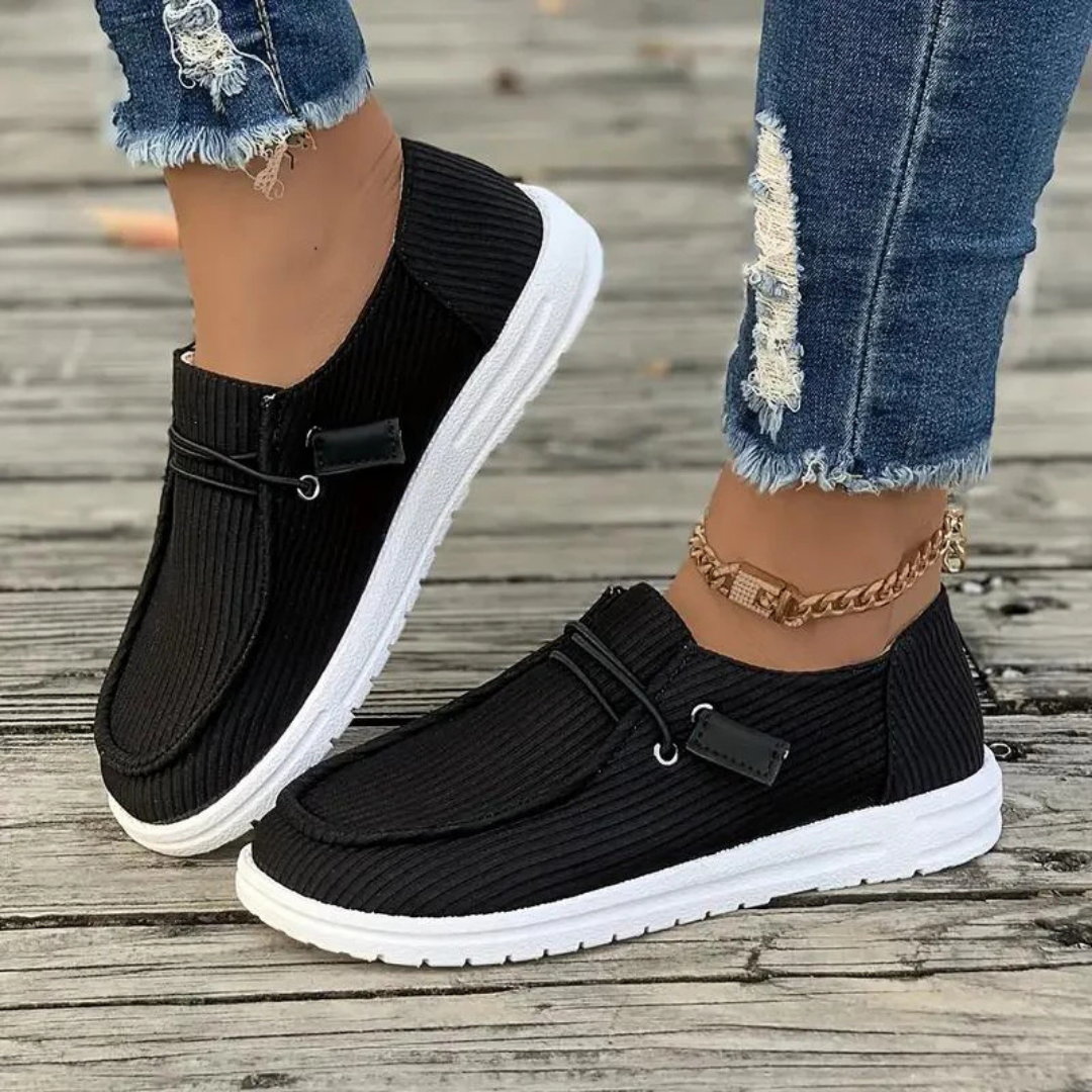Margaret - Ribbed Slip-On Flats for Effortless Style