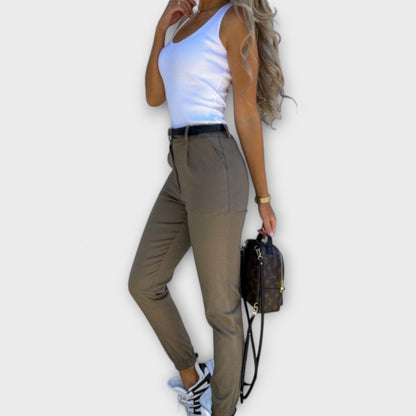 Melania - Stretchy Fabric Pants for Everyday Wear