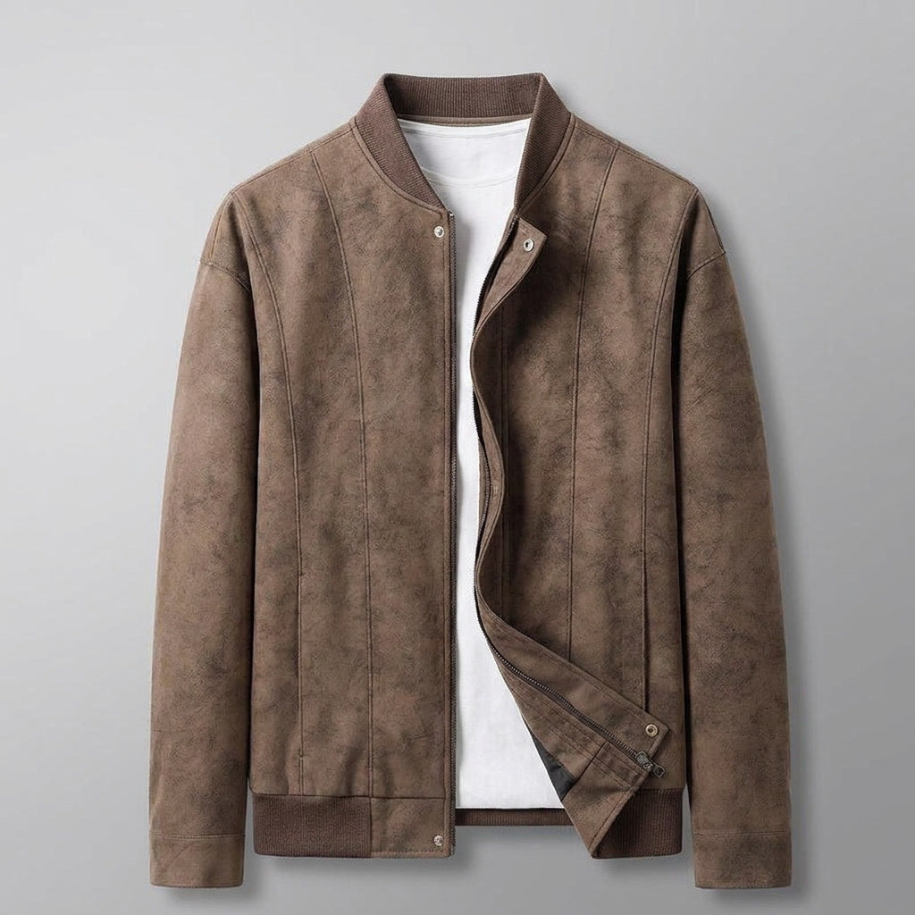 Men's Bomber Jacket | Vegan Suede & Plush Lining | Relaxed Fit & Everyday Style | Voxeya 0