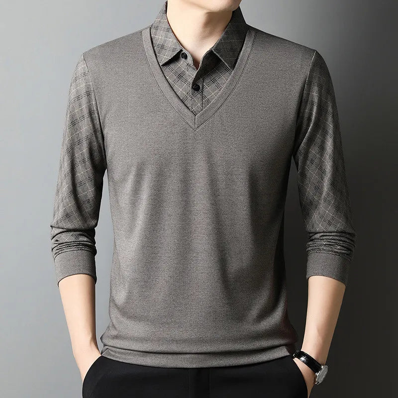 Men's 2-in-1 Long Sleeve Polo | Layered Look & Breathable Comfort