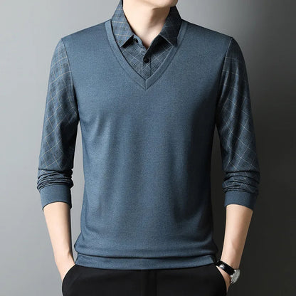 Men's 2-in-1 Long Sleeve Polo | Layered Look & Breathable Comfort