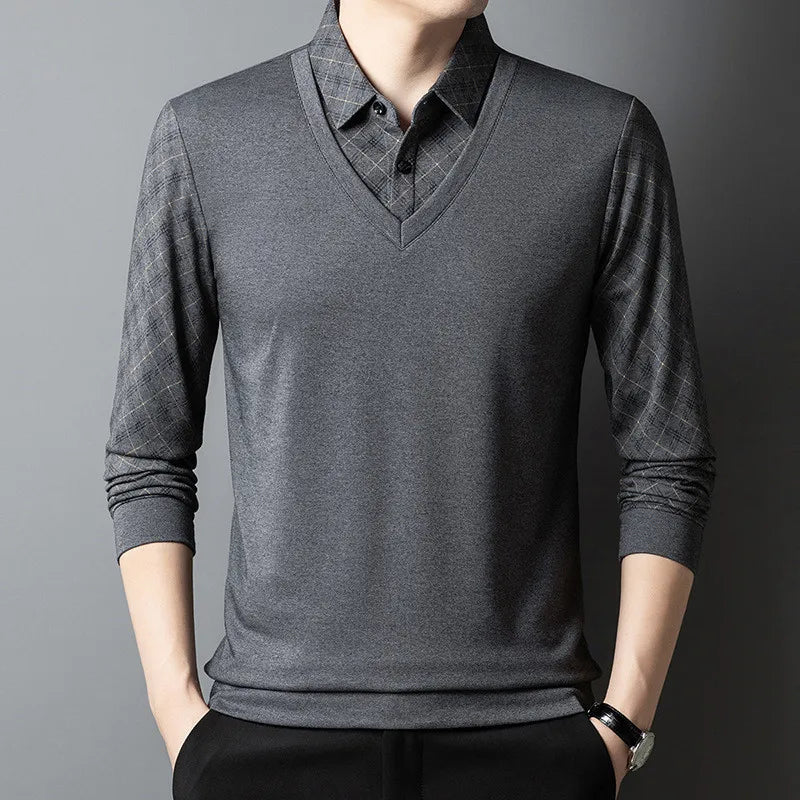 Men's 2-in-1 Long Sleeve Polo | Layered Look & Breathable Comfort