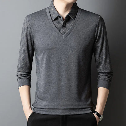 Men's 2-in-1 Long Sleeve Polo | Layered Look & Breathable Comfort