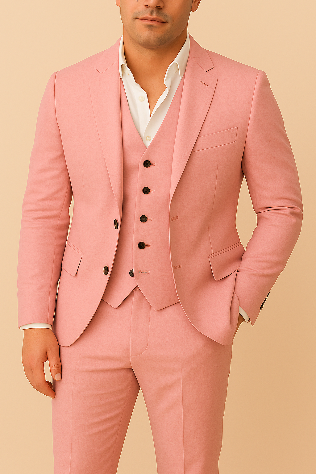 Men’s 3-Piece Suit Set – Stylish Blazer, Waistcoat, and Trousers for Formal Events