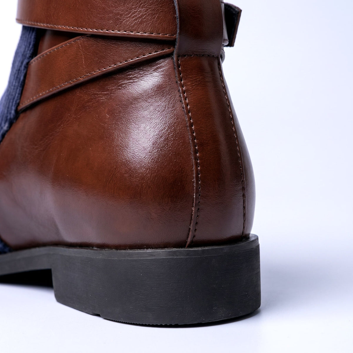 Men's Ankle Boots Ribbed Texture Smooth Trim with Adjustable Buckle