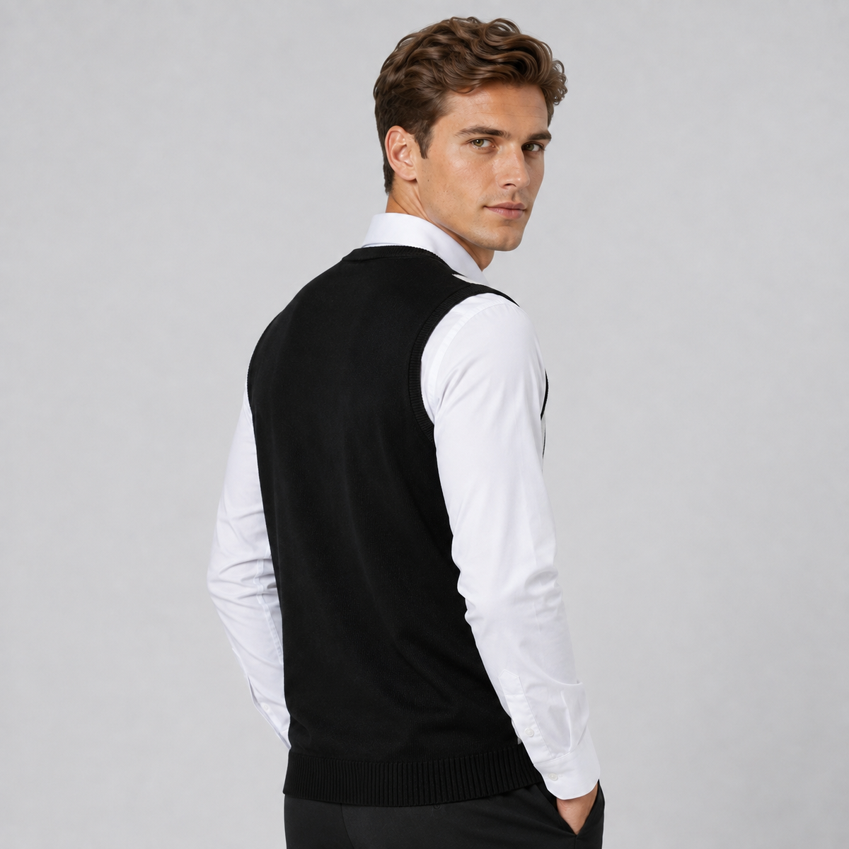 Men's Argyle Knit Vest | Smart V Neck Layering