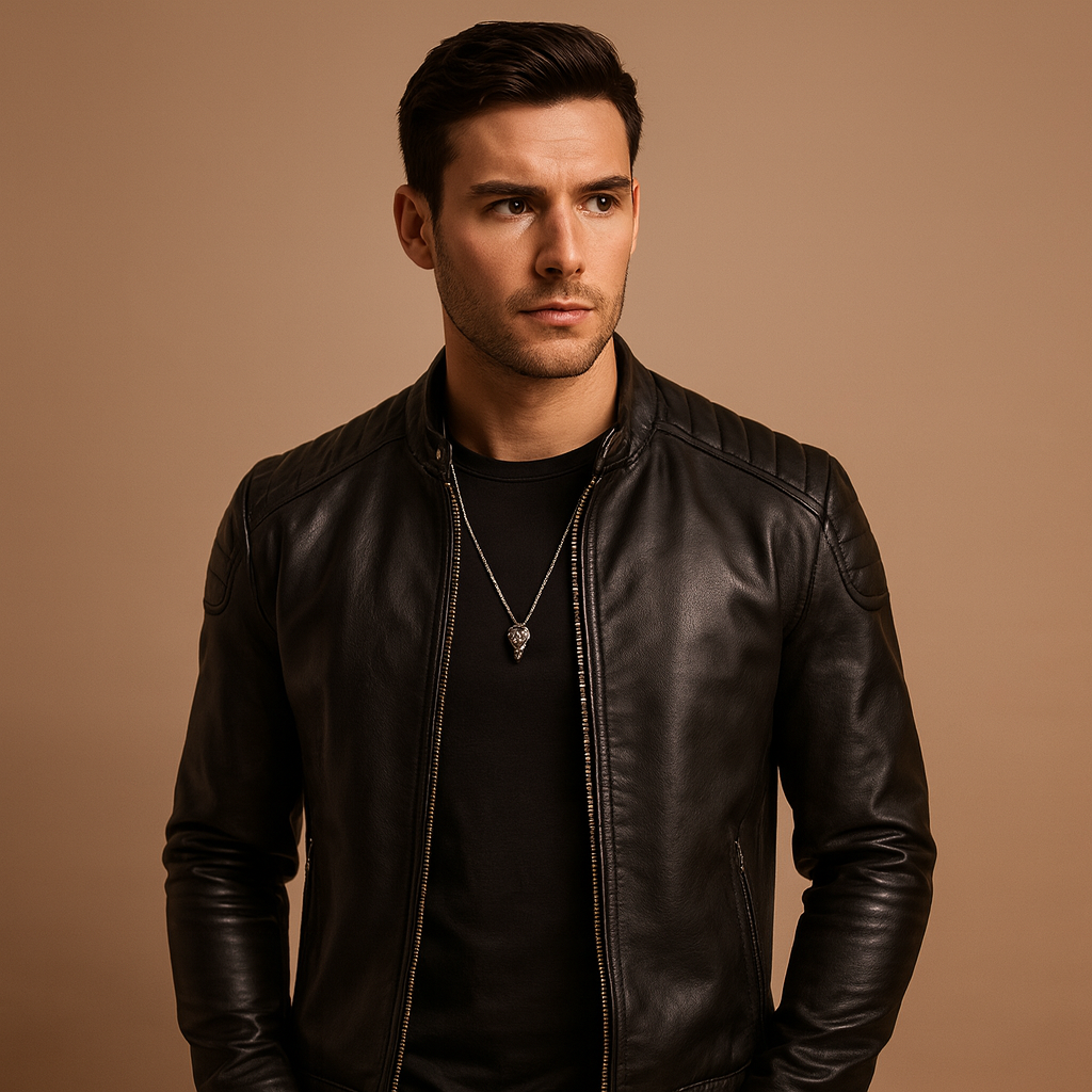 Men's Biker Jacket Classic Fit Comfortable Casual Style