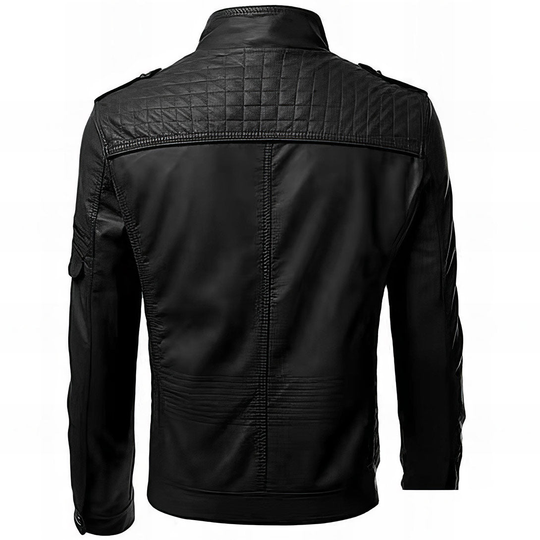 Men's Biker Jacket | Slim Fit & Quilted Shoulders