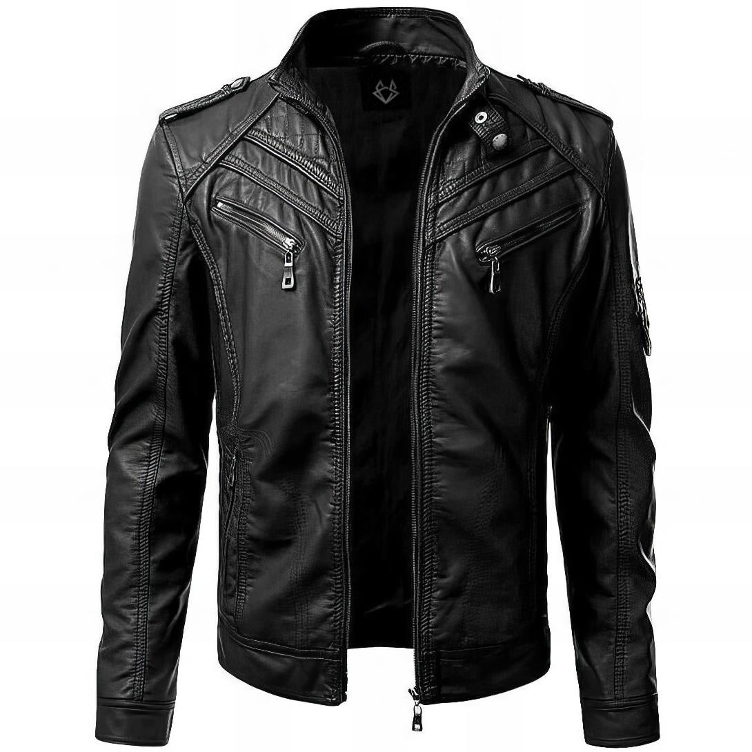 Men's Biker Jacket | Slim Fit & Quilted Shoulders
