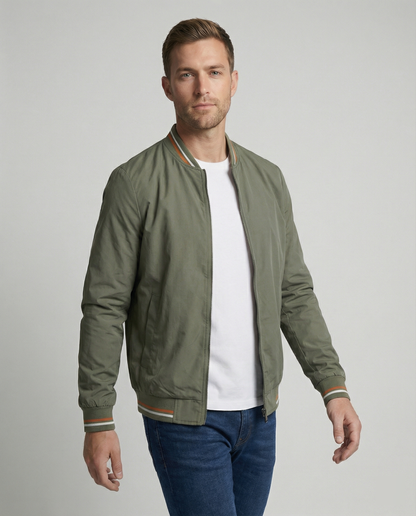 Men's Bomber Jacket | Full Zip & Ribbed Trim