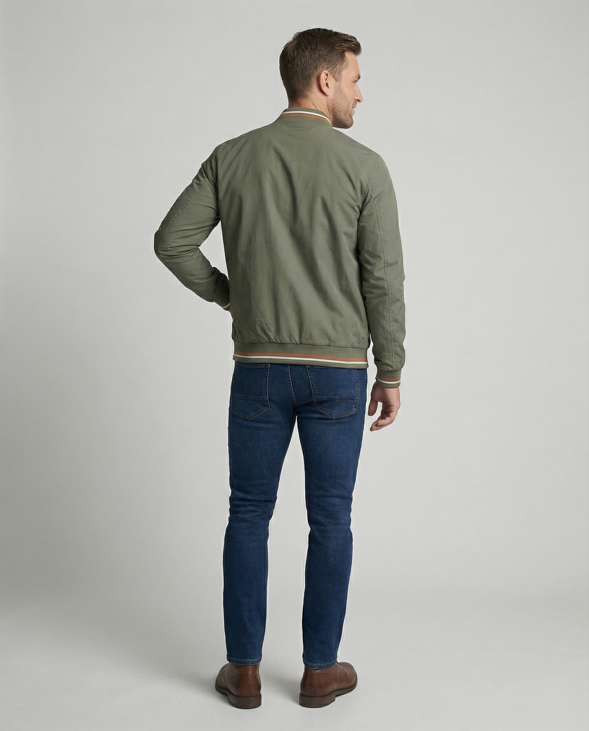 Men's Bomber Jacket | Full Zip & Ribbed Trim