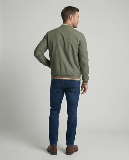 Men's Bomber Jacket | Full Zip & Ribbed Trim