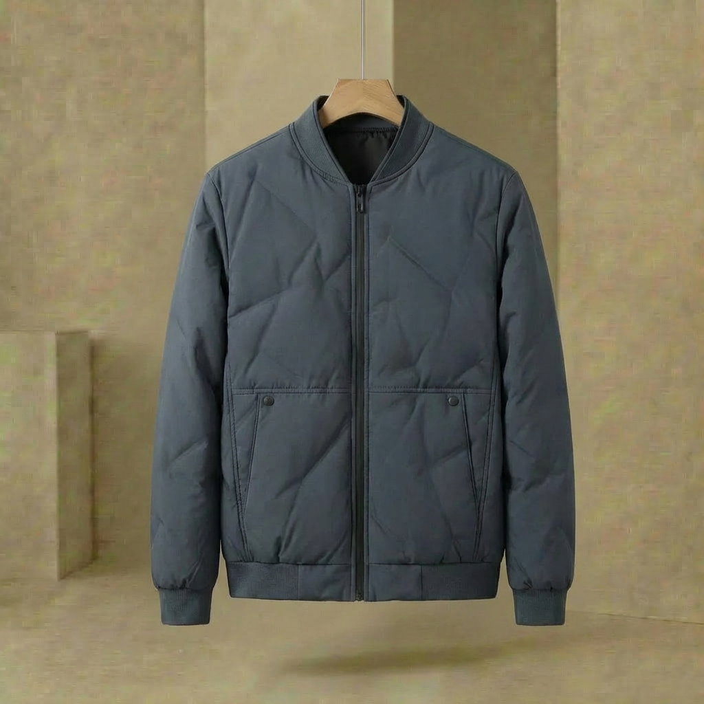Men's Bomber Jacket Ribbed Collar Cuffs Full Lining with Snap Pockets