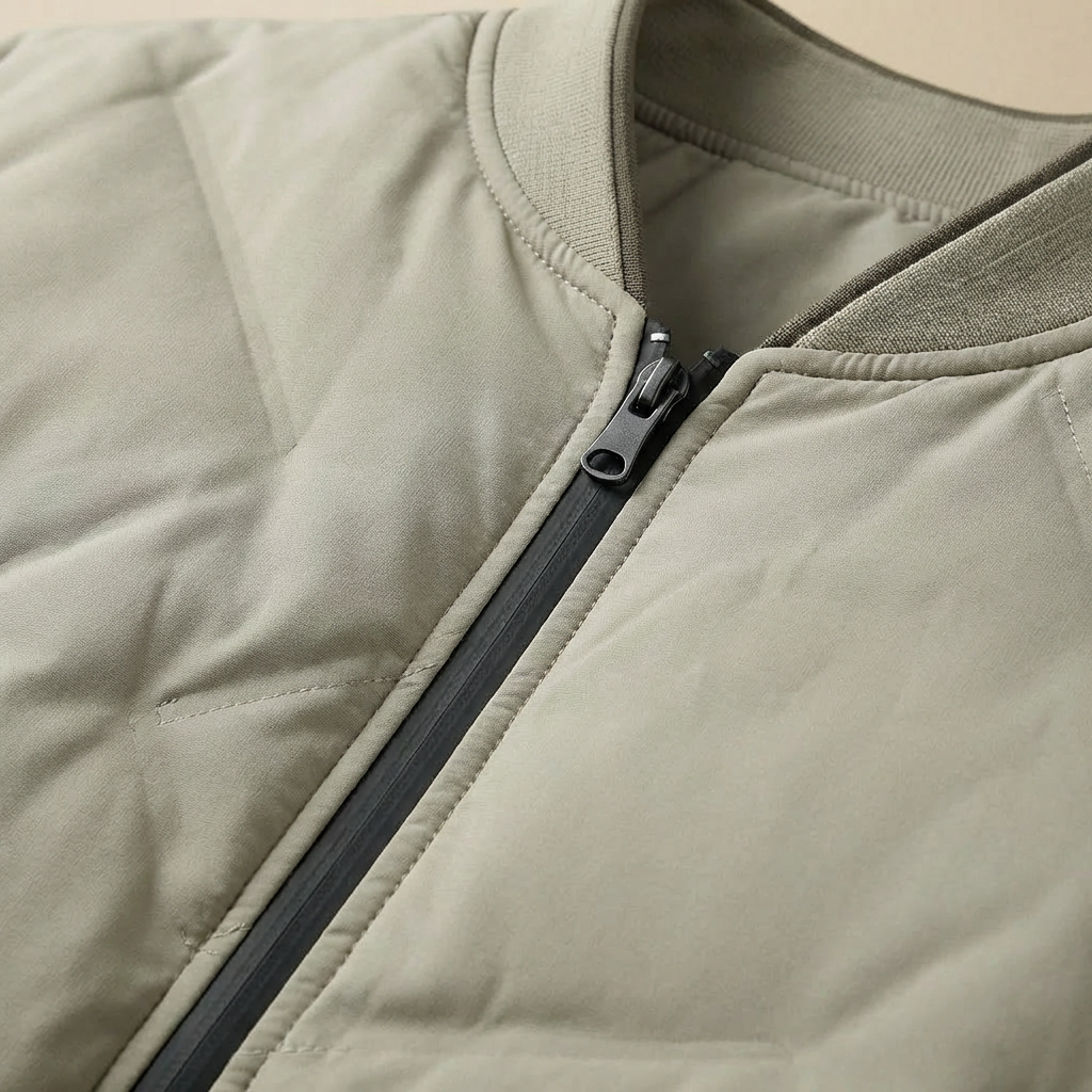 Men's Bomber Jacket Ribbed Collar Cuffs Full Lining with Snap Pockets