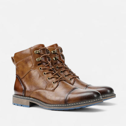 Men's Boots Retro Lightweight Round Toe Clean Silhouette with Lace Up