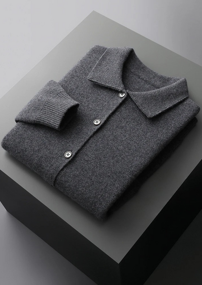 Men's Button-Up Cardigan with Patch Pockets for Stylish Layering