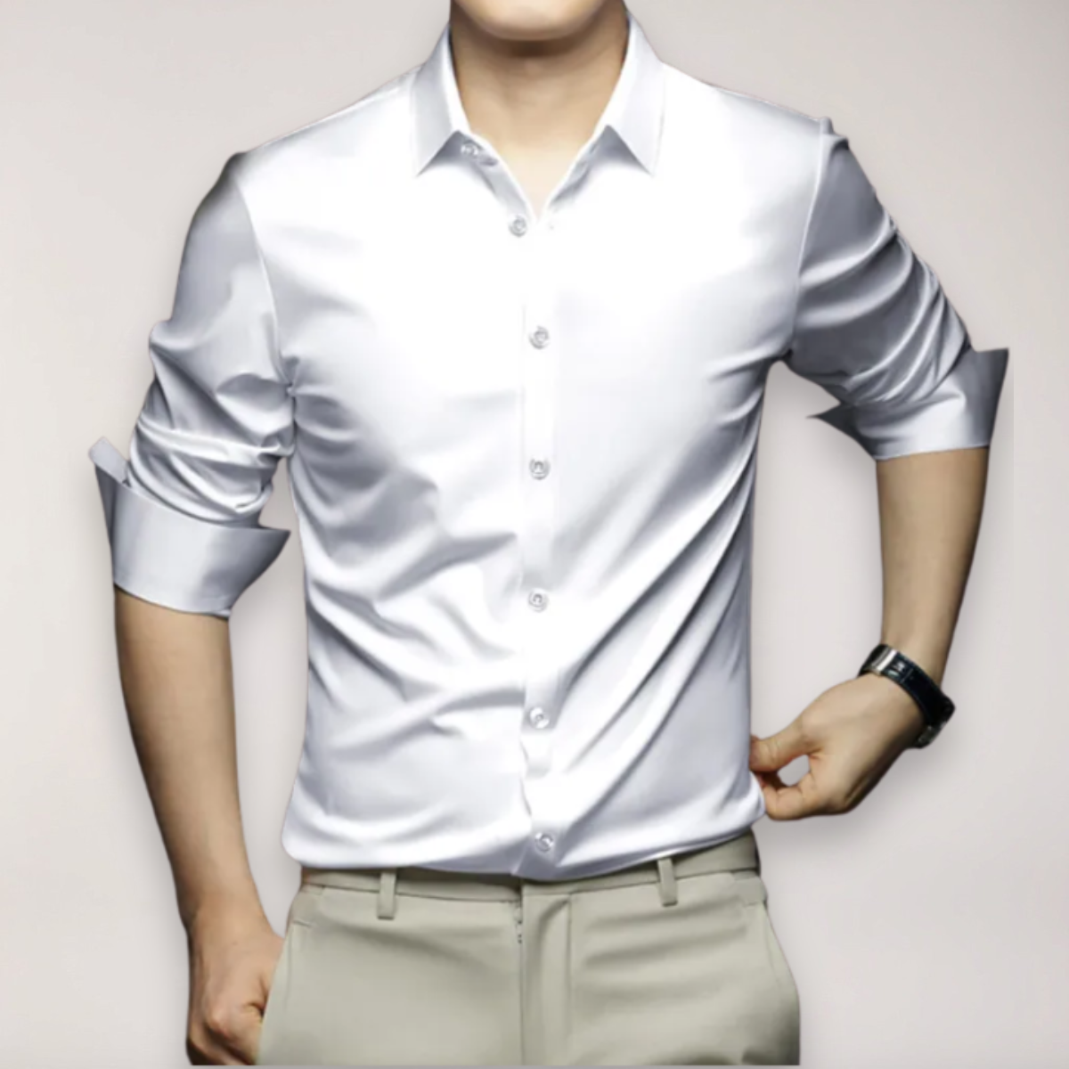 Men's Button-Up Shirt - Stylish Cotton Blend for Work and Play