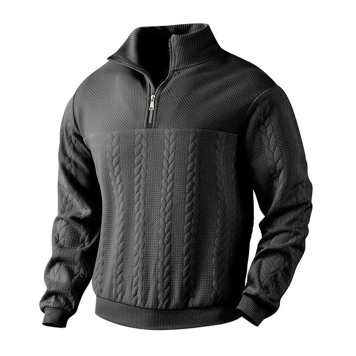 Men's Cable Knit Quarter Zip Jumper | Ribbed Cuffs & Hem