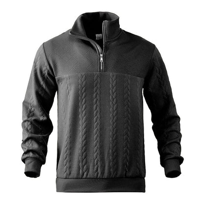 Men's Cable Knit Quarter Zip Jumper | Ribbed Cuffs & Hem