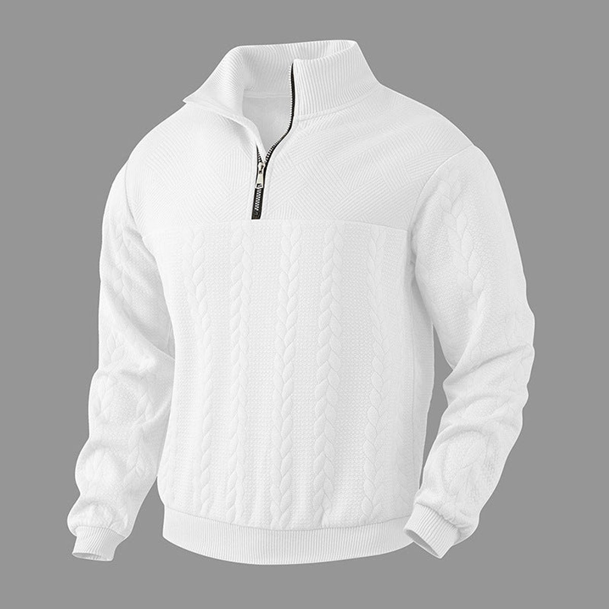 Men's Cable Knit Quarter Zip Jumper | Ribbed Cuffs & Hem