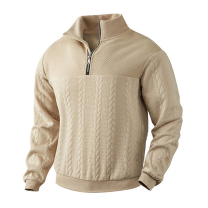 Men's Cable Knit Quarter Zip Jumper | Ribbed Cuffs & Hem