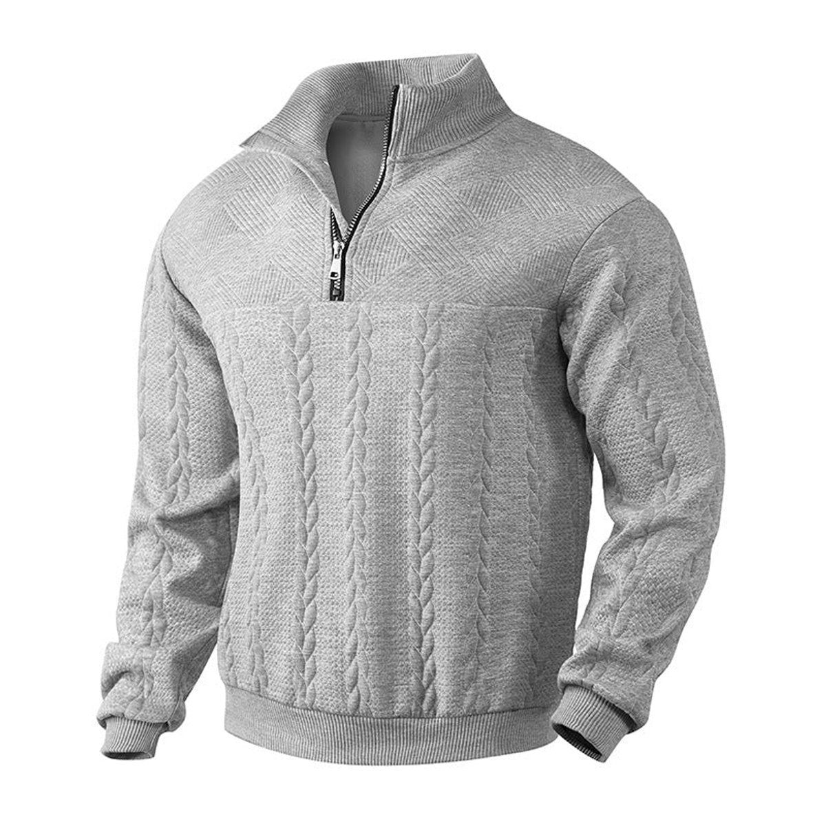 Men's Cable Knit Quarter Zip Jumper | Ribbed Cuffs & Hem