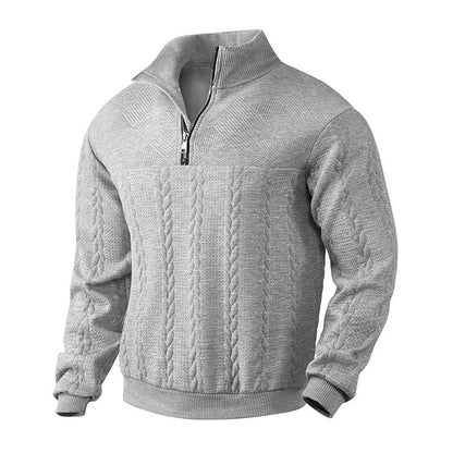 Men's Cable Knit Quarter Zip Jumper | Ribbed Cuffs & Hem
