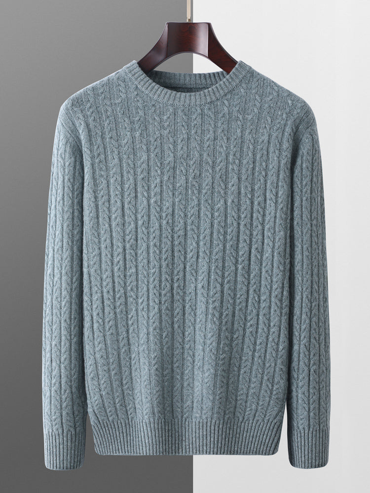 Men's Cable Knit Sweater Ribbed Pullover Regular Fit
