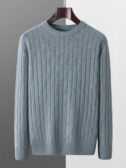 Men's Cable Knit Sweater Ribbed Pullover Regular Fit