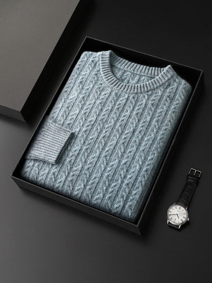 Men's Cable Knit Sweater Ribbed Pullover Regular Fit