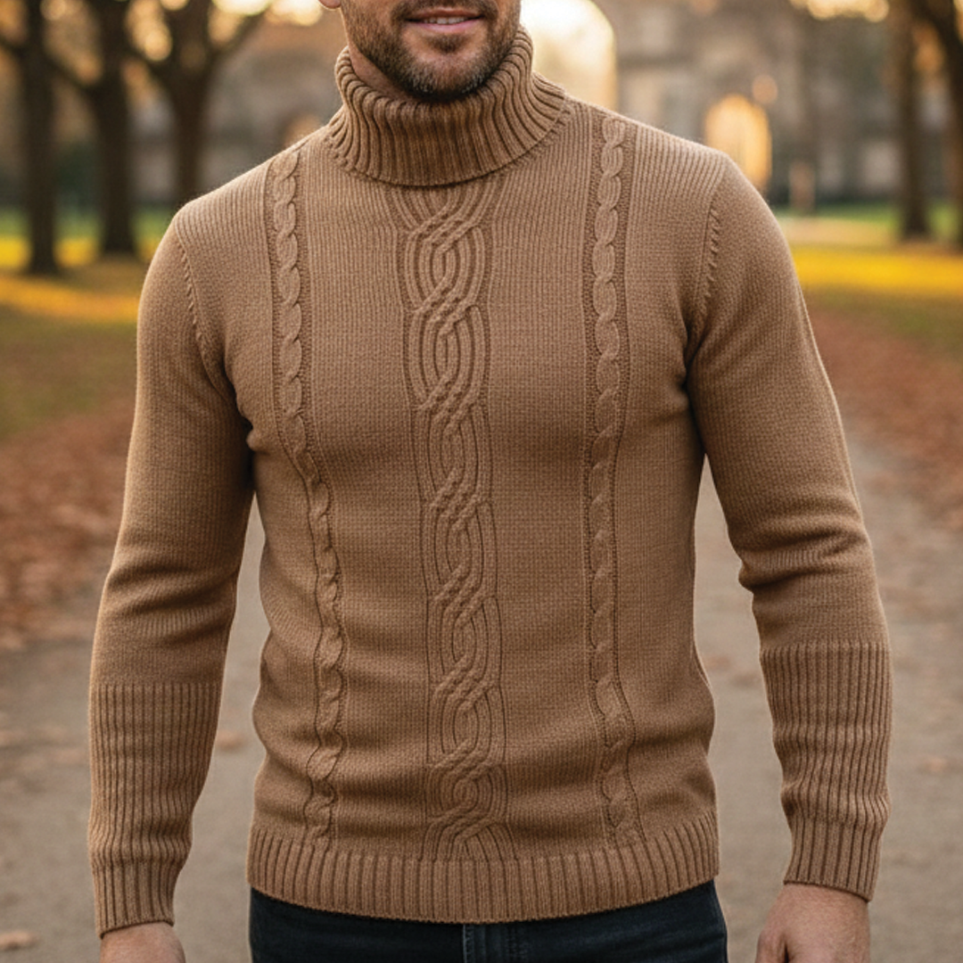 Men's Cable Knit Turtleneck Sweater | Warm & Cosy