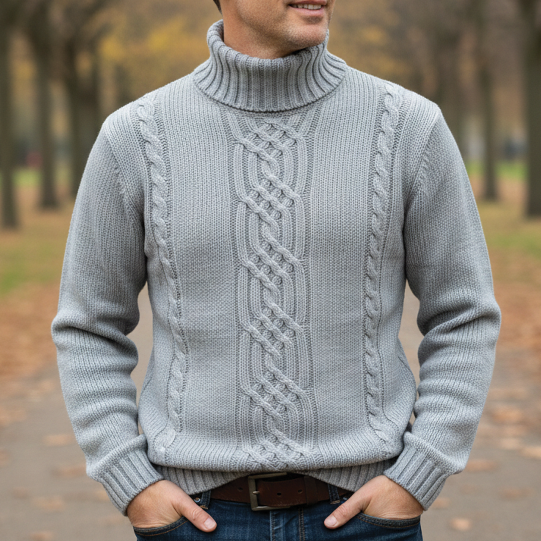 Men's Cable Knit Turtleneck Sweater | Warm & Cosy
