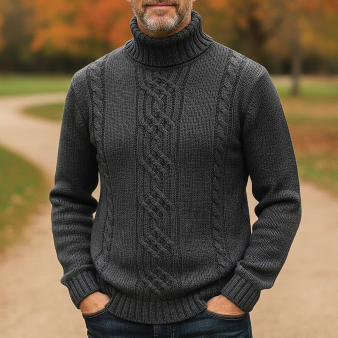 Men's Cable Knit Turtleneck Sweater | Warm & Cosy