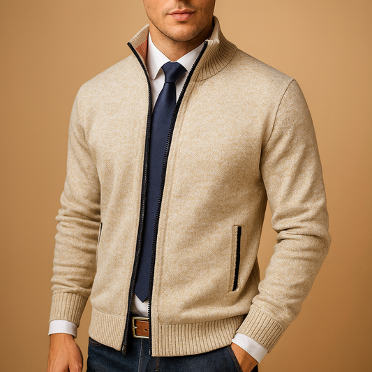 Men's Cardigan | Zip-Up & Ribbed Fit