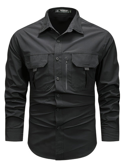 Men's Cargo Shirt Multi Pocket Relaxed Fit Long Sleeve
