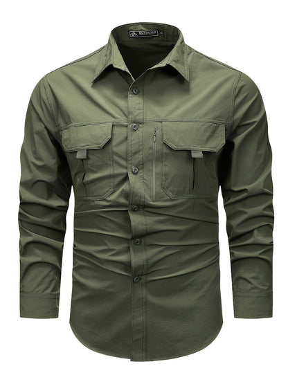 Men's Cargo Shirt Multi Pocket Relaxed Fit Long Sleeve