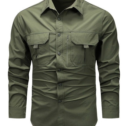 Men's Cargo Shirt Multi Pocket Relaxed Fit Long Sleeve