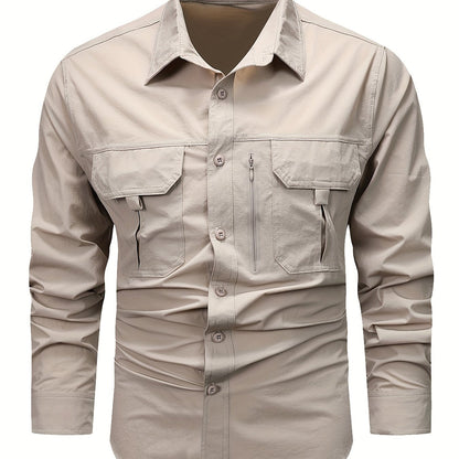 Men's Cargo Shirt Multi Pocket Relaxed Fit Long Sleeve