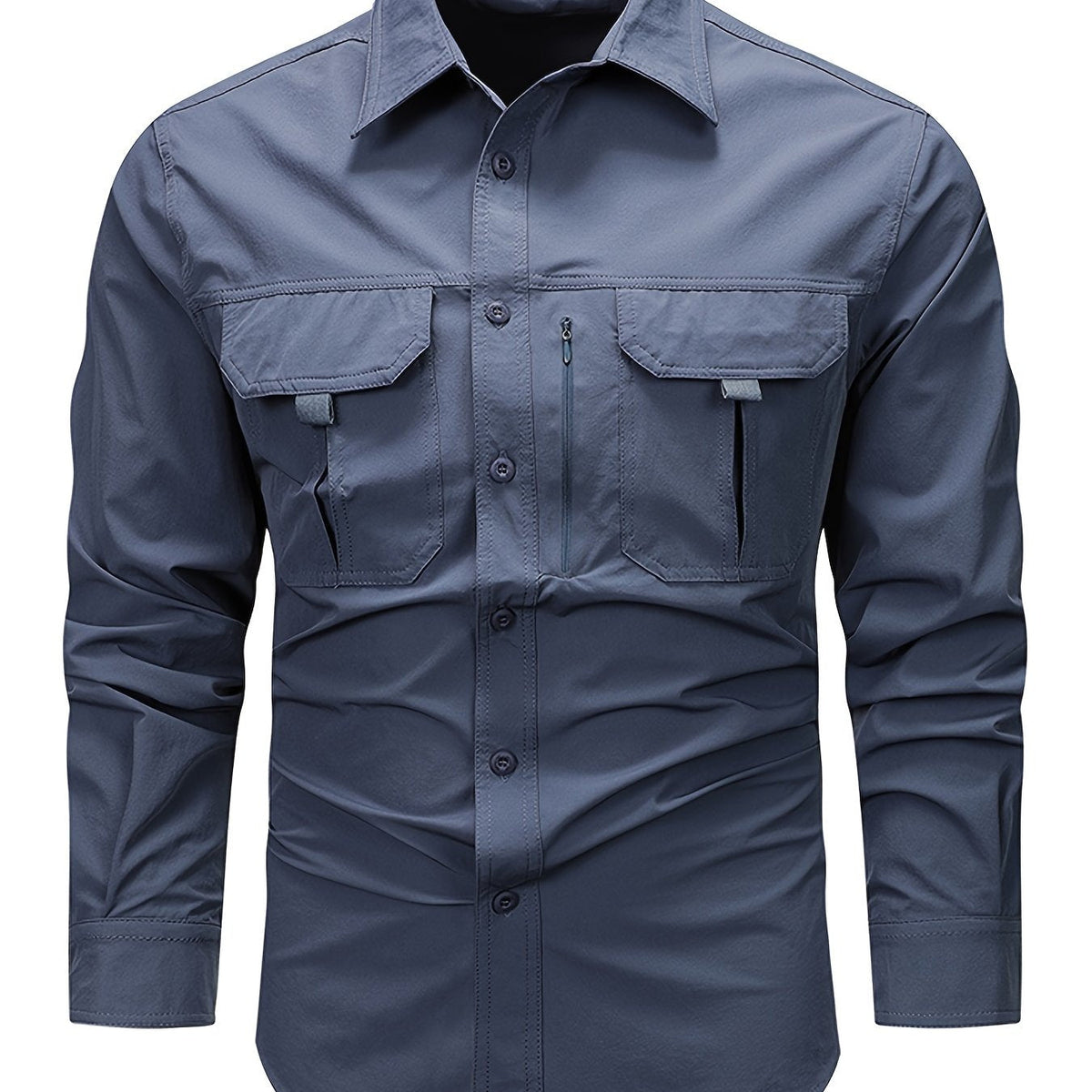 Men's Cargo Shirt Multi Pocket Relaxed Fit Long Sleeve