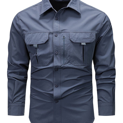 Men's Cargo Shirt Multi Pocket Relaxed Fit Long Sleeve