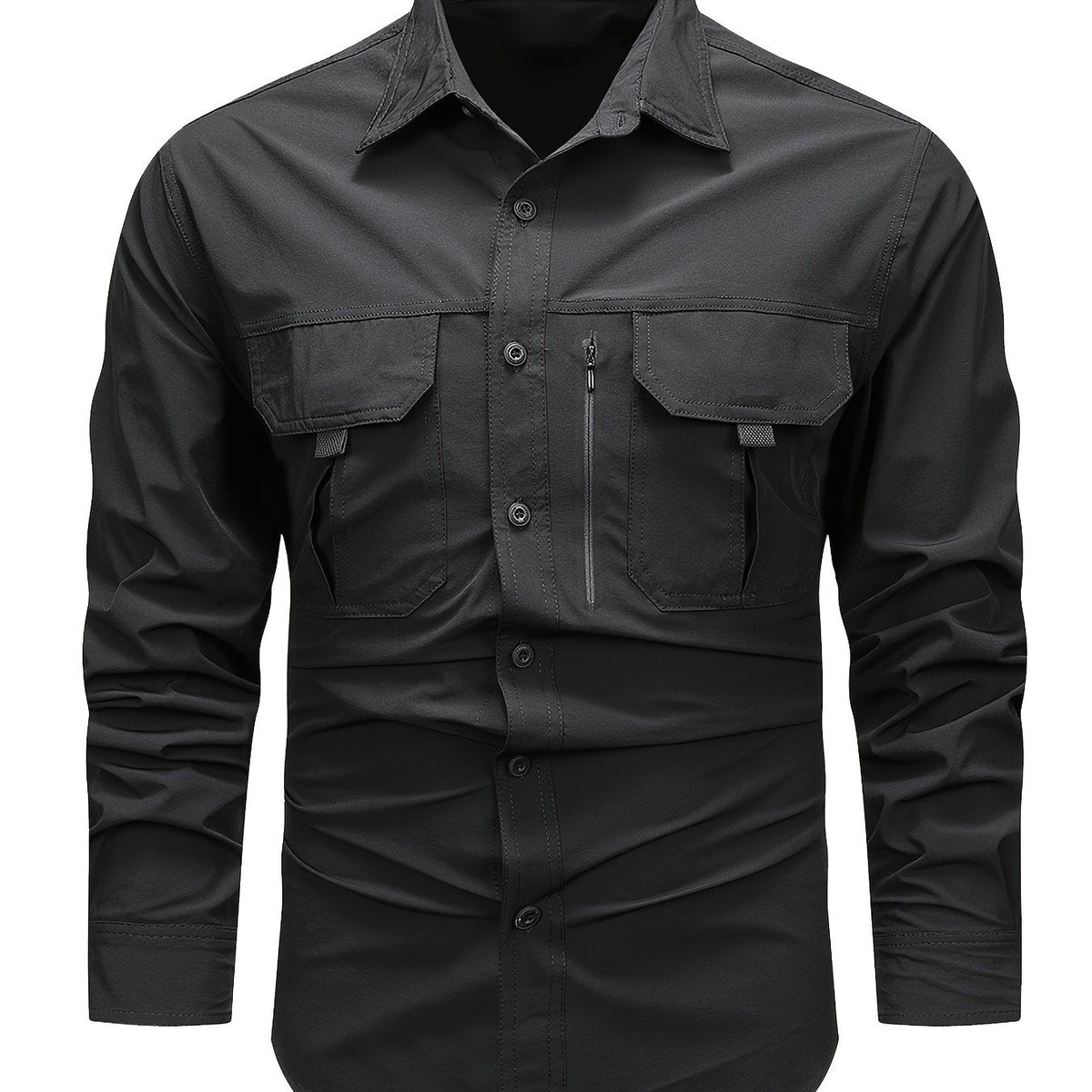 Men's Cargo Shirt Multi Pocket Relaxed Fit Long Sleeve