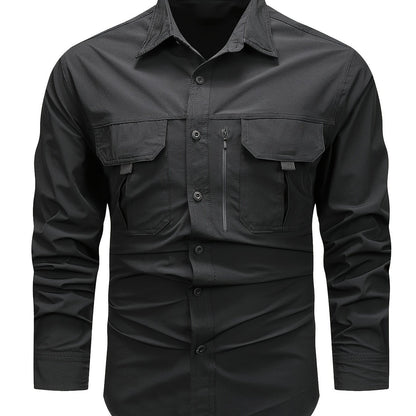 Men's Cargo Shirt Multi Pocket Relaxed Fit Long Sleeve