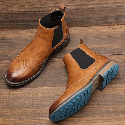 Men's Chelsea Boots | Brogue Detail & Non-Slip Grip