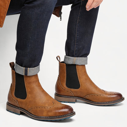 Men's Chelsea Boots | Brogue Detail & Non-Slip Grip