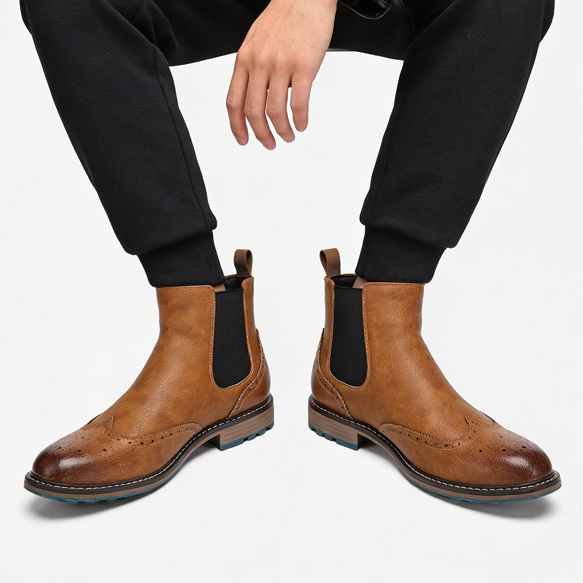 Men's Chelsea Boots | Brogue Detail & Non-Slip Grip