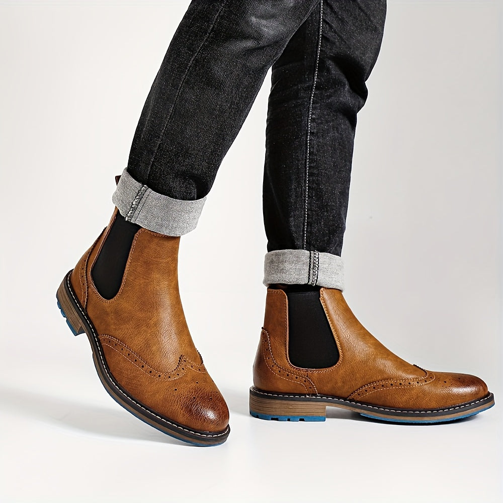 Men's Chelsea Boots | Brogue Detail & Non-Slip Grip