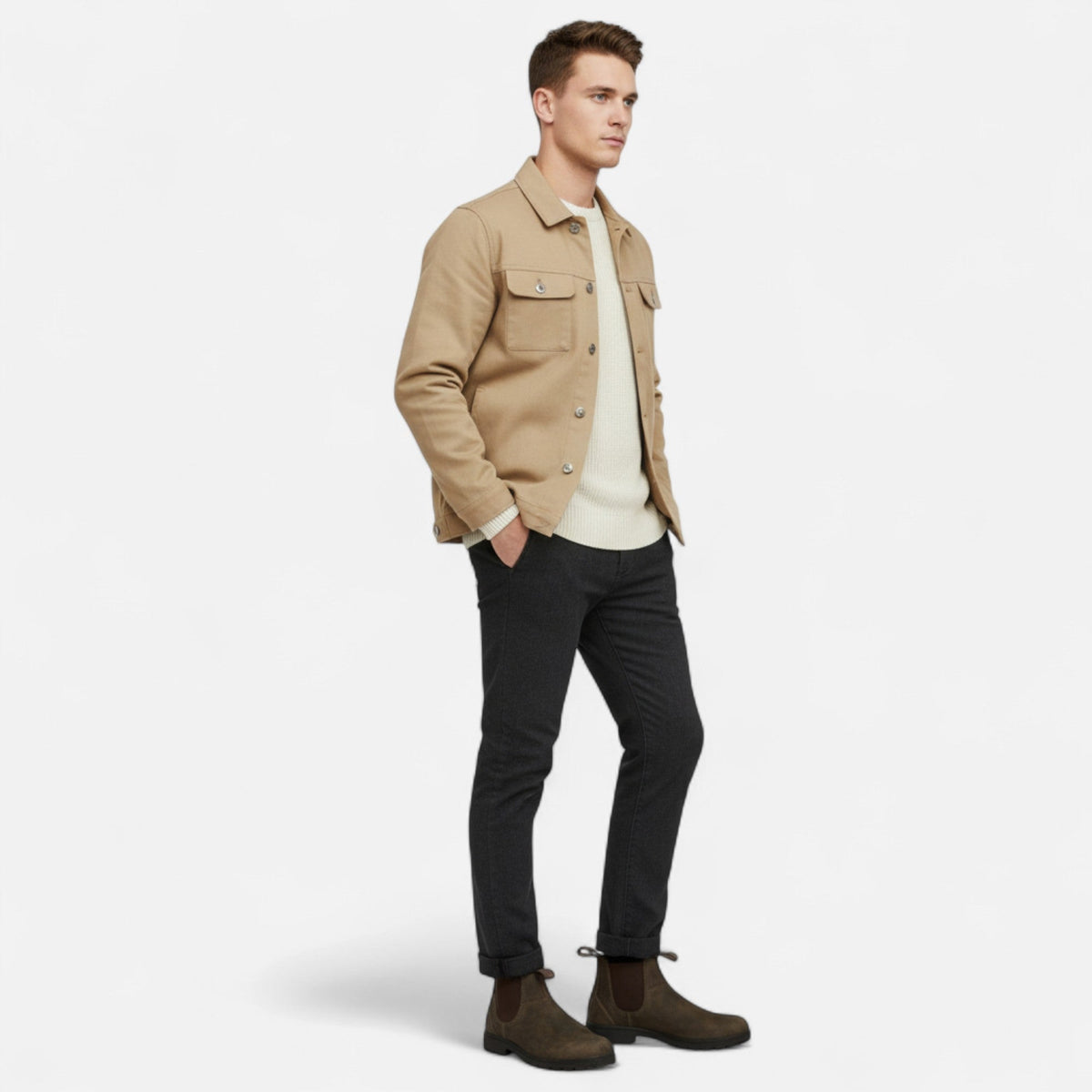 Men's Chelsea Boots Slip On Elastic Panels with Platform Sole Grip
