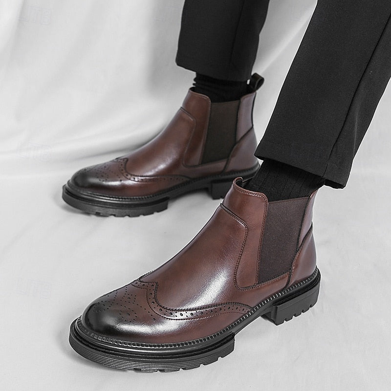 Men's Chelsea Boots | Wingtip Brogue Detail