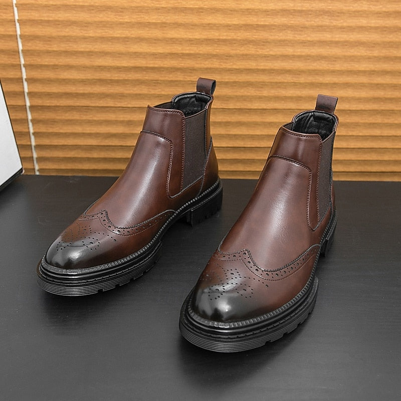 Men's Chelsea Boots | Wingtip Brogue Detail